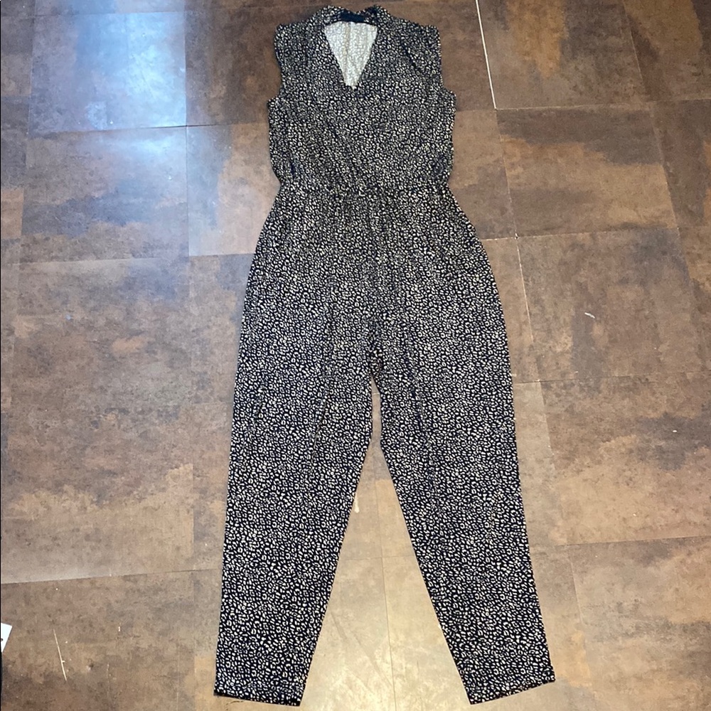 Leopard print tank style jumpsuit Apt 9 size medium